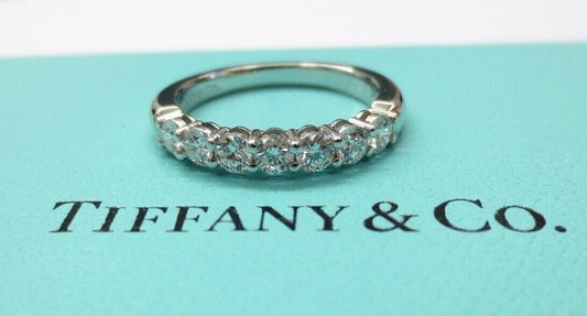 TIFFANY & CO. PLATINUM EMBRACE .57CT DIAMOND 3MM SHARED SETTING WEDDING BAND 7