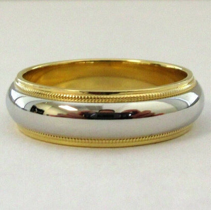 Tiffany & Co Platinum 18KT Yellow Gold Classic Milgrain Wedding Band 6mm Siz 7