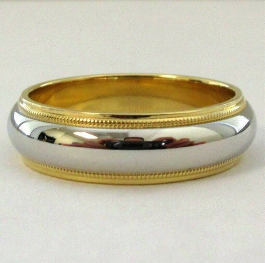 Tiffany & Co Platinum 18KT Yellow Gold Classic Milgrain Wedding Band 6mm Siz 7