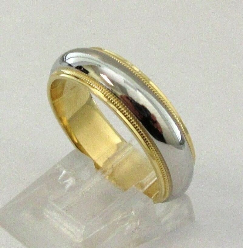 Tiffany & Co Platinum 18KT Yellow Gold Classic Milgrain Wedding Band 6mm Siz 7