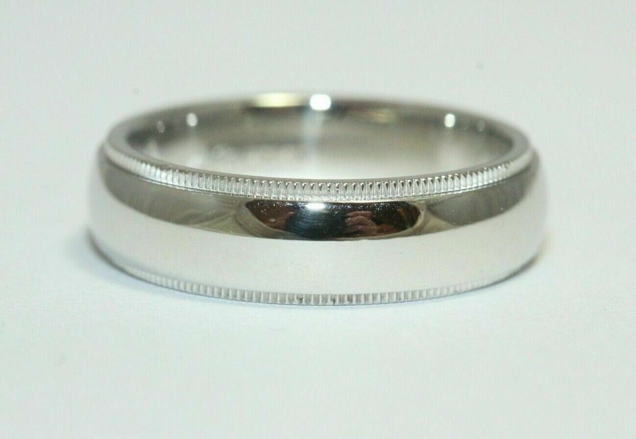 Tiffany & Co Platinum Classic Double Milgrain Wedding Band Ring 6mm Size 7 US