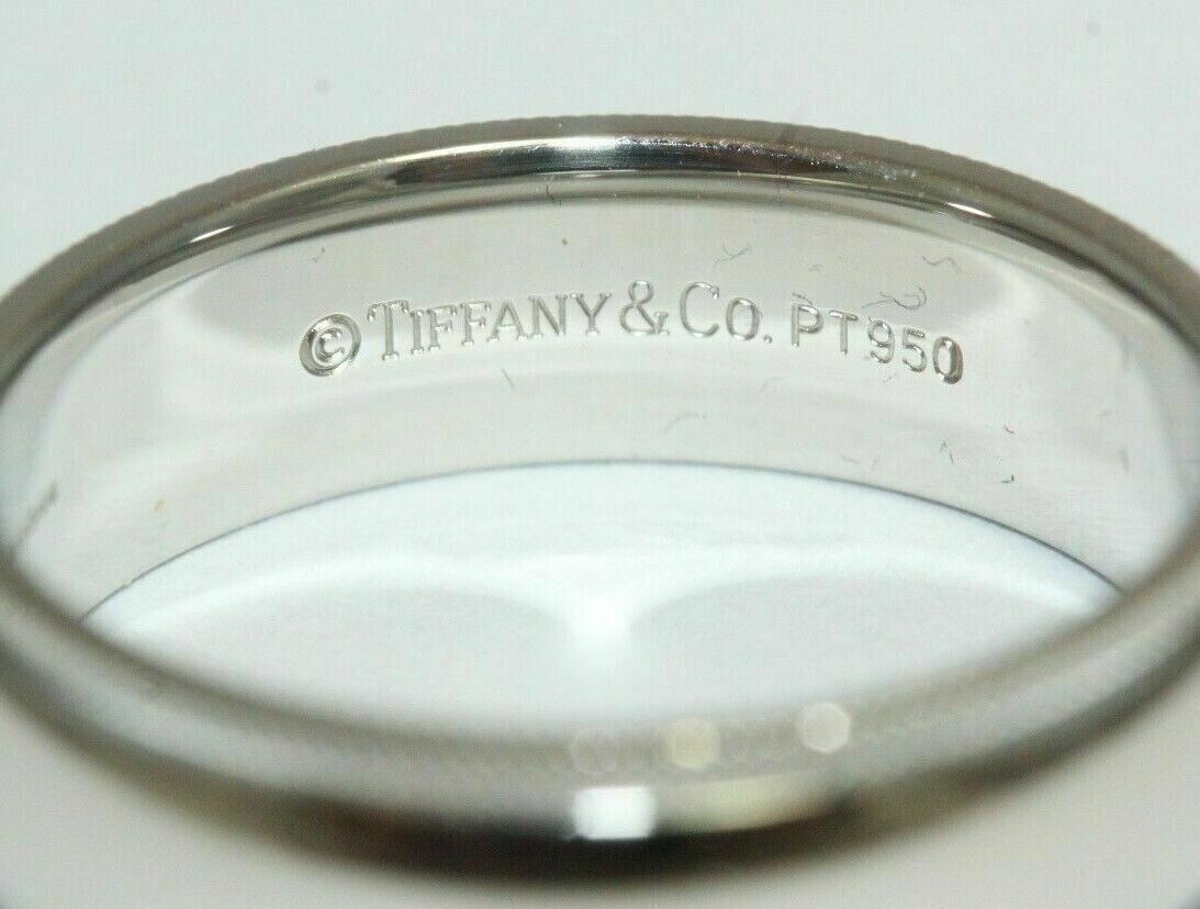 Tiffany & Co Platinum Classic Double Milgrain Wedding Band Ring 6mm Size 7 US