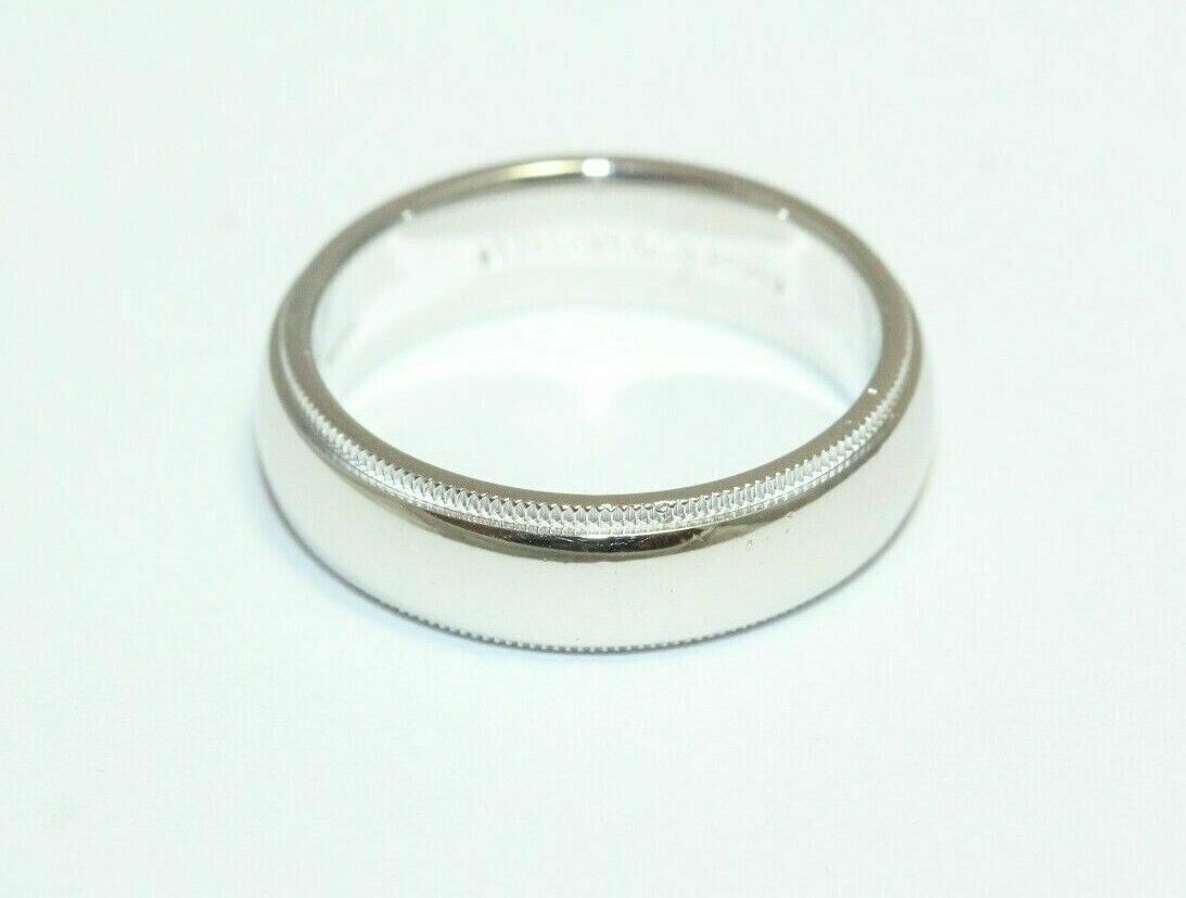 Tiffany & Co Platinum Classic Double Milgrain Wedding Band Ring 6mm Size 7 US