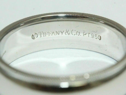 Tiffany & Co Platinum Classic Double Milgrain Wedding Band Ring 6mm Size 8 US