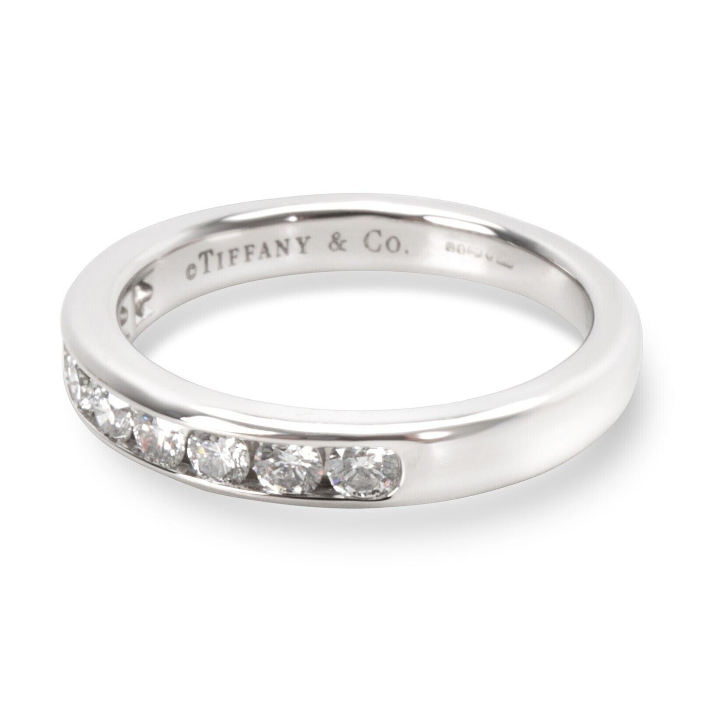 Tiffany & Co. Platinum Shared Channel Set .24ct Diamond Wedding Band Ring 6