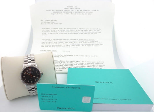 Tiffany & Co. CT60 Stainless Steel Diamonds Gray Soleil Dial with Box & Papers