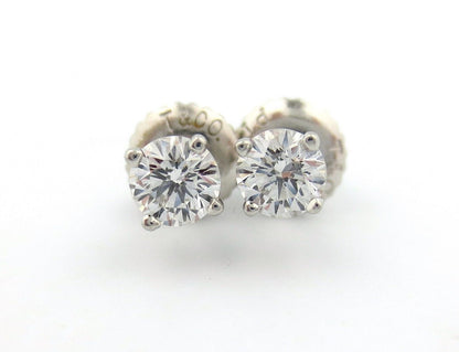 Tiffany & Co. Platinum 0.56ct H VS2 Round Diamond Stud Earrings