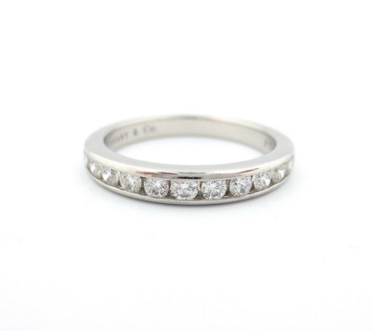 Tiffany & Co. Platinum Shared Channel Wedding Diamond .33ct 3mm Band Ring 8