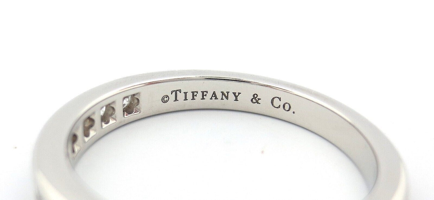 Tiffany & Co. Platinum Shared Channel Wedding Diamond .33ct 3mm Band Ring 8