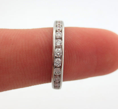 Tiffany & Co. Platinum Shared Channel Wedding Diamond .33ct 3mm Band Ring 8