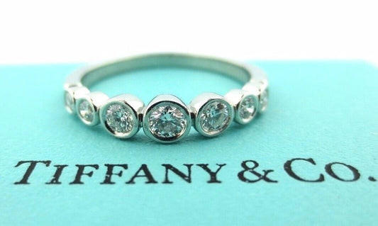 Tiffany & Co Platinum Jazz Graduated Diamond Band Ring .31CT Size 4.5