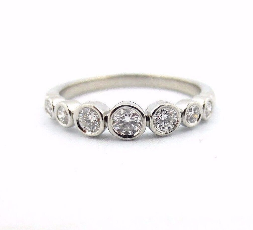 Tiffany & Co Platinum Jazz Graduated Diamond Band Ring .31CT Size 4.5