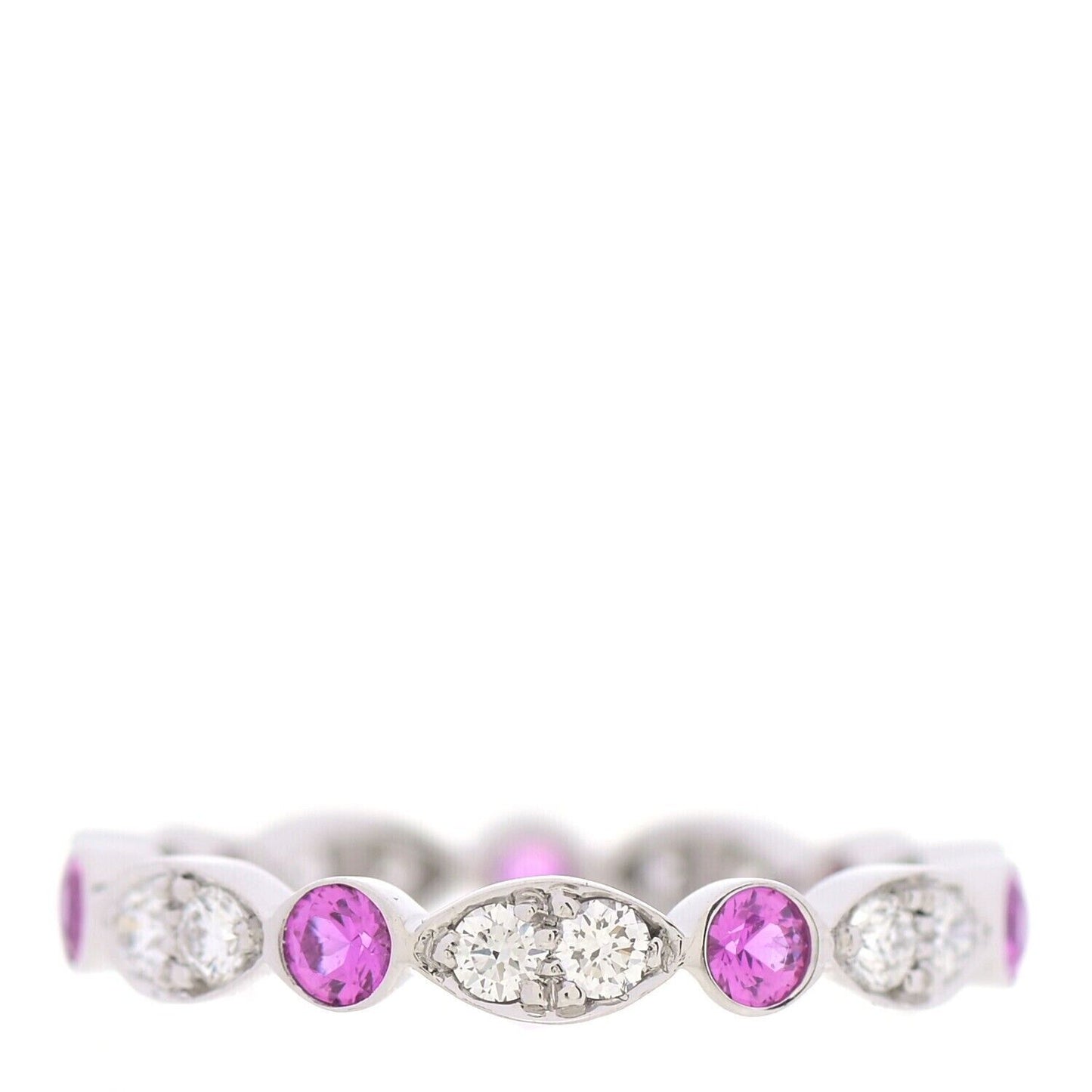 Tiffany & Co. Platinum Swing Jazz Ring Band with Diamonds and Pink Sapphires 4.5