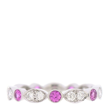 Tiffany & Co. Platinum Swing Jazz Ring Band with Diamonds and Pink Sapphires 4.5