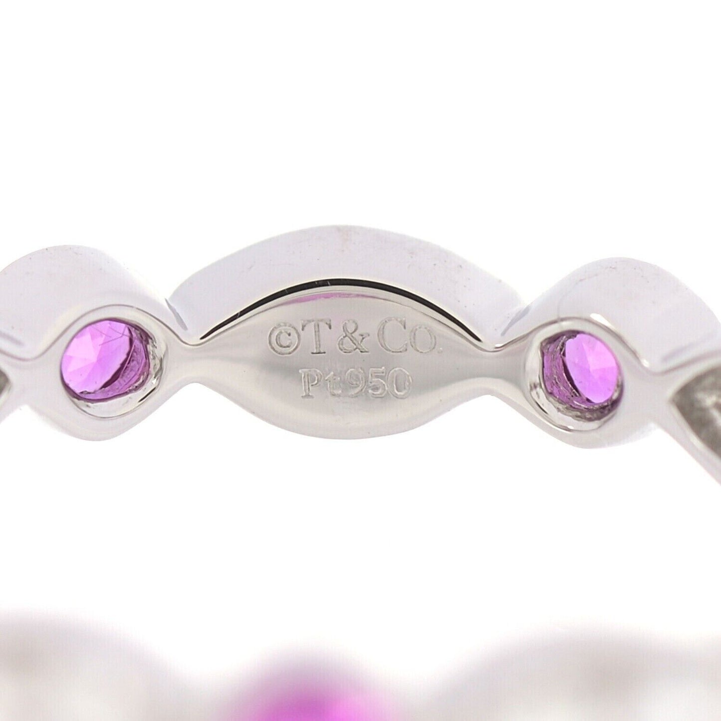 Tiffany & Co. Platinum Swing Jazz Ring Band with Diamonds and Pink Sapphires 4.5