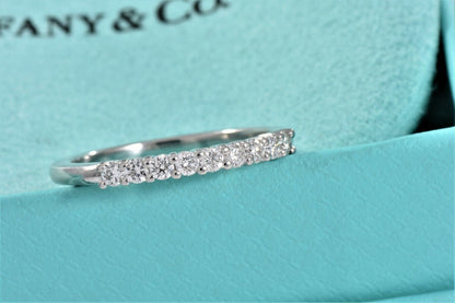 Tiffany & Co. Platinum Embrace .27ct Diamond 2.2mm Shared Wedding Band Ring 4.5