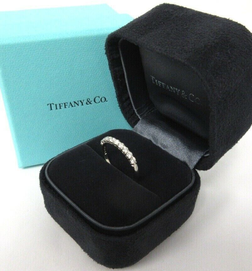 Tiffany & Co. Platinum Embrace .27ct Diamond 2.2mm Shared Wedding Band Ring 4.5