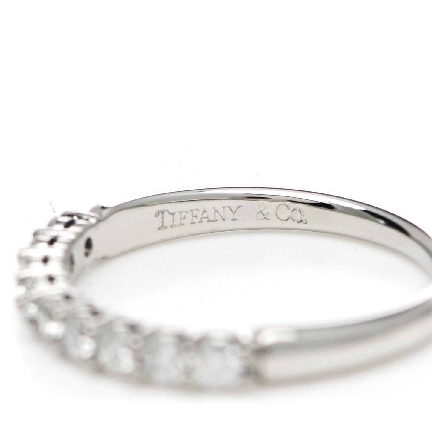 Tiffany & Co. Platinum Embrace .27ct Diamond 2.2mm Shared Wedding Band Ring 6.5