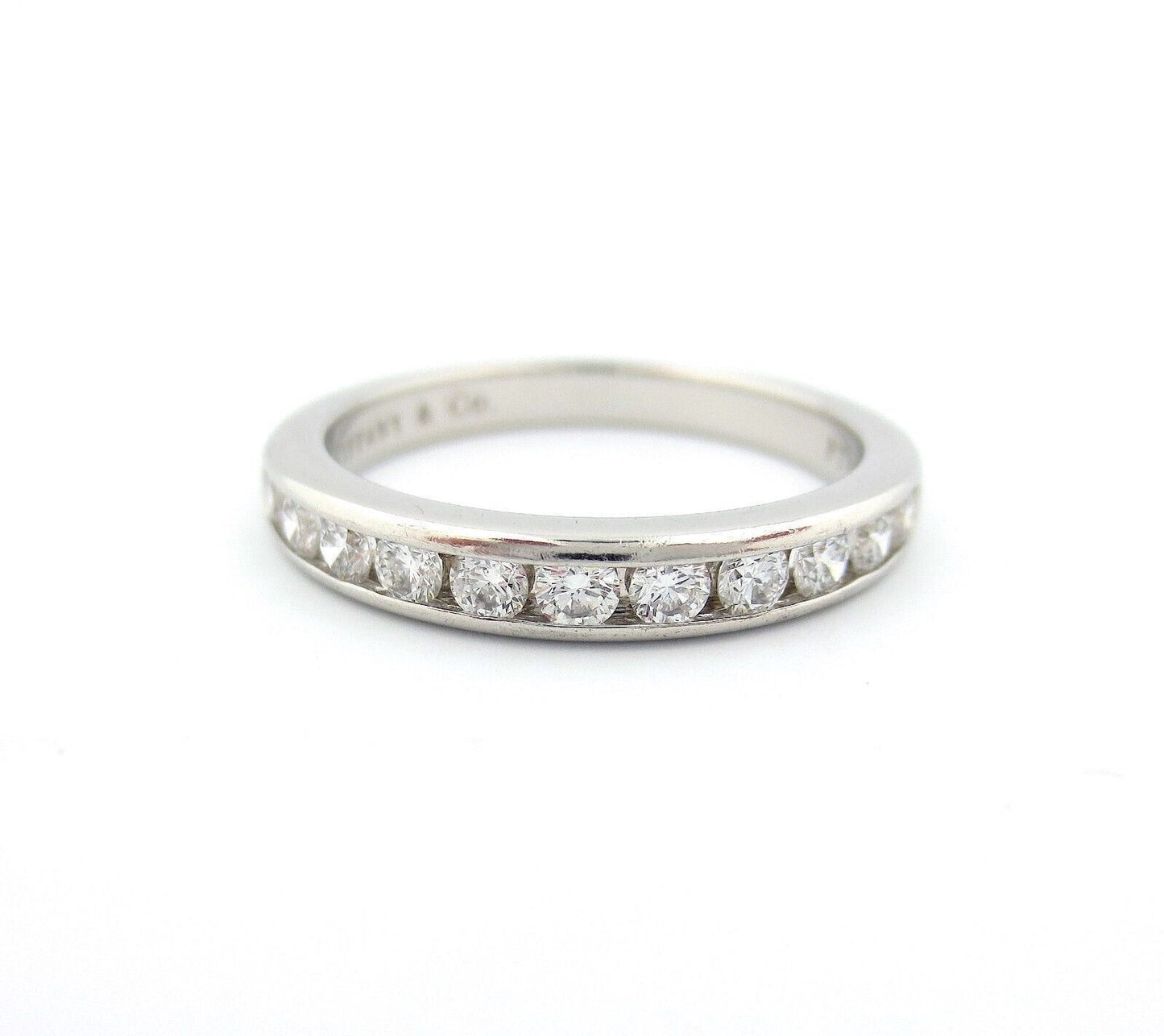 Tiffany & Co. Platinum Shared Channel Wedding Diamond .33ct 3mm Band Ring 4.5