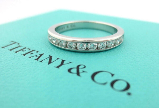 Tiffany & Co. Platinum Shared Channel Wedding Diamond .33ct 3mm Band Ring 6