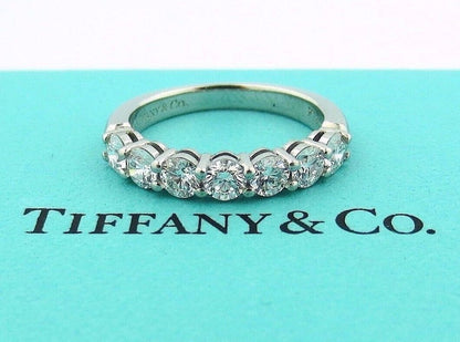 Tiffany & Co. Platinum Embrace .91ct Diamond 3.5mm Shared Wedding Band Ring 4.5