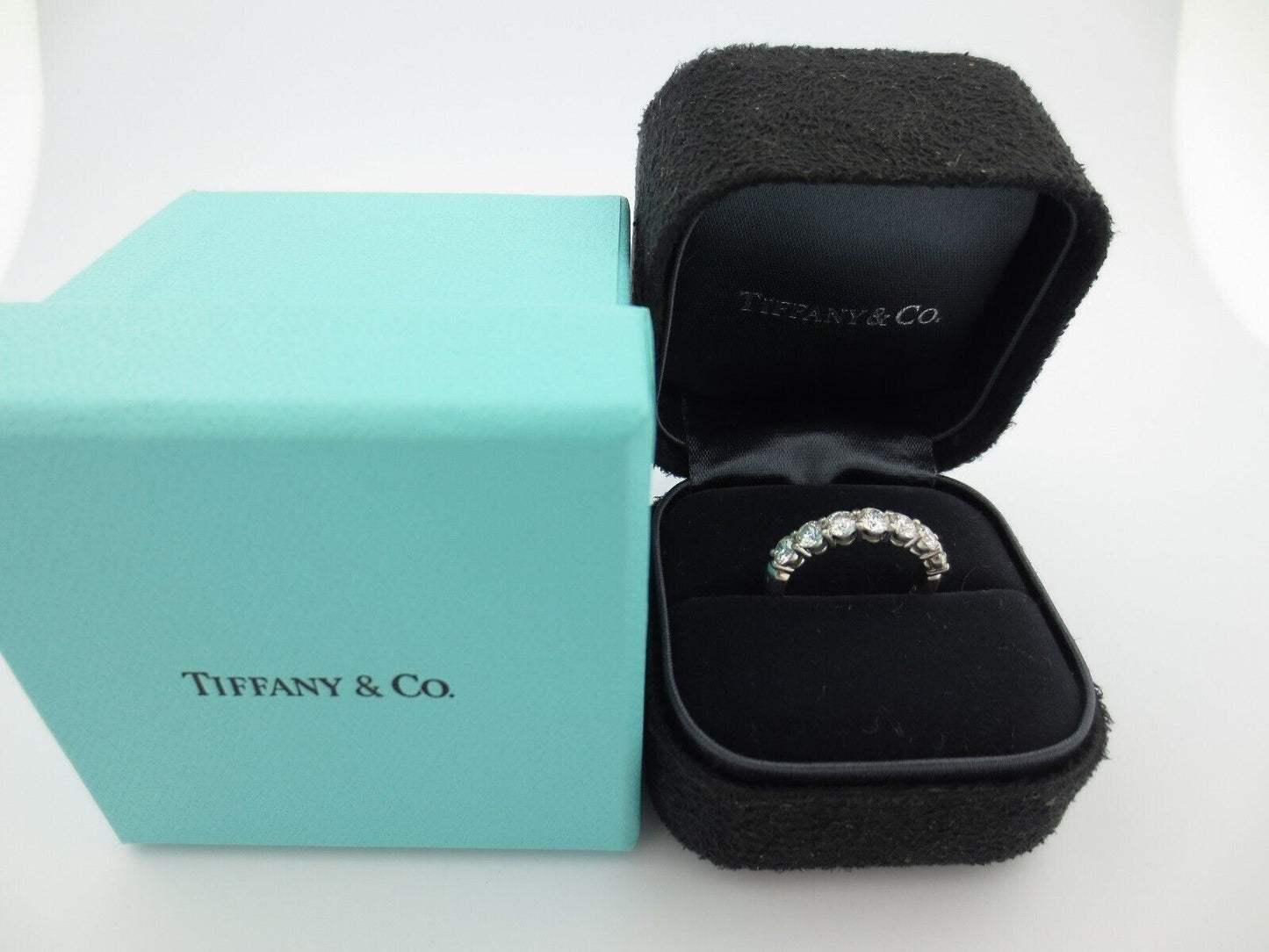 Tiffany & Co. Platinum Embrace .91ct Diamond 3.5mm Shared Wedding Band Ring 4.5