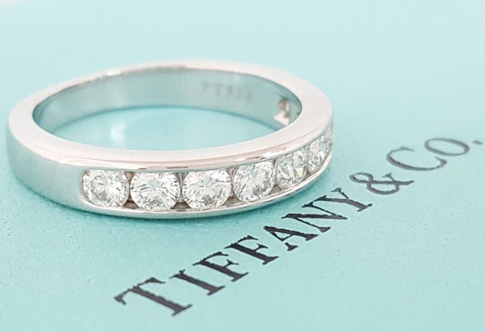 Tiffany & Co. Platinum 3.9mm 0.81ct Diamond Eternity Wedding Band Ring Size 5.5