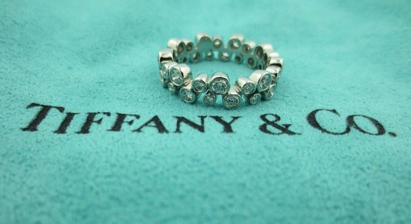 Tiffany & Co. Platinum Bubbles Diamond .96ct Eternity Wedding Band Ring Size 5