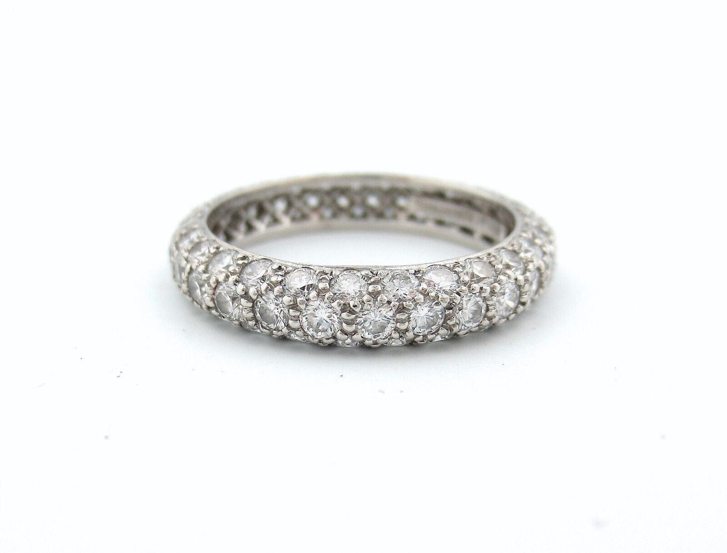 Tiffany & Co Platinum Three 3-Row Pave Diamond Etoile Band Ring PT950 Size 5.5