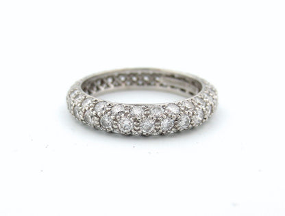 Tiffany & Co Platinum Three 3-Row Pave Diamond Etoile Band Ring PT950 Size 5.5