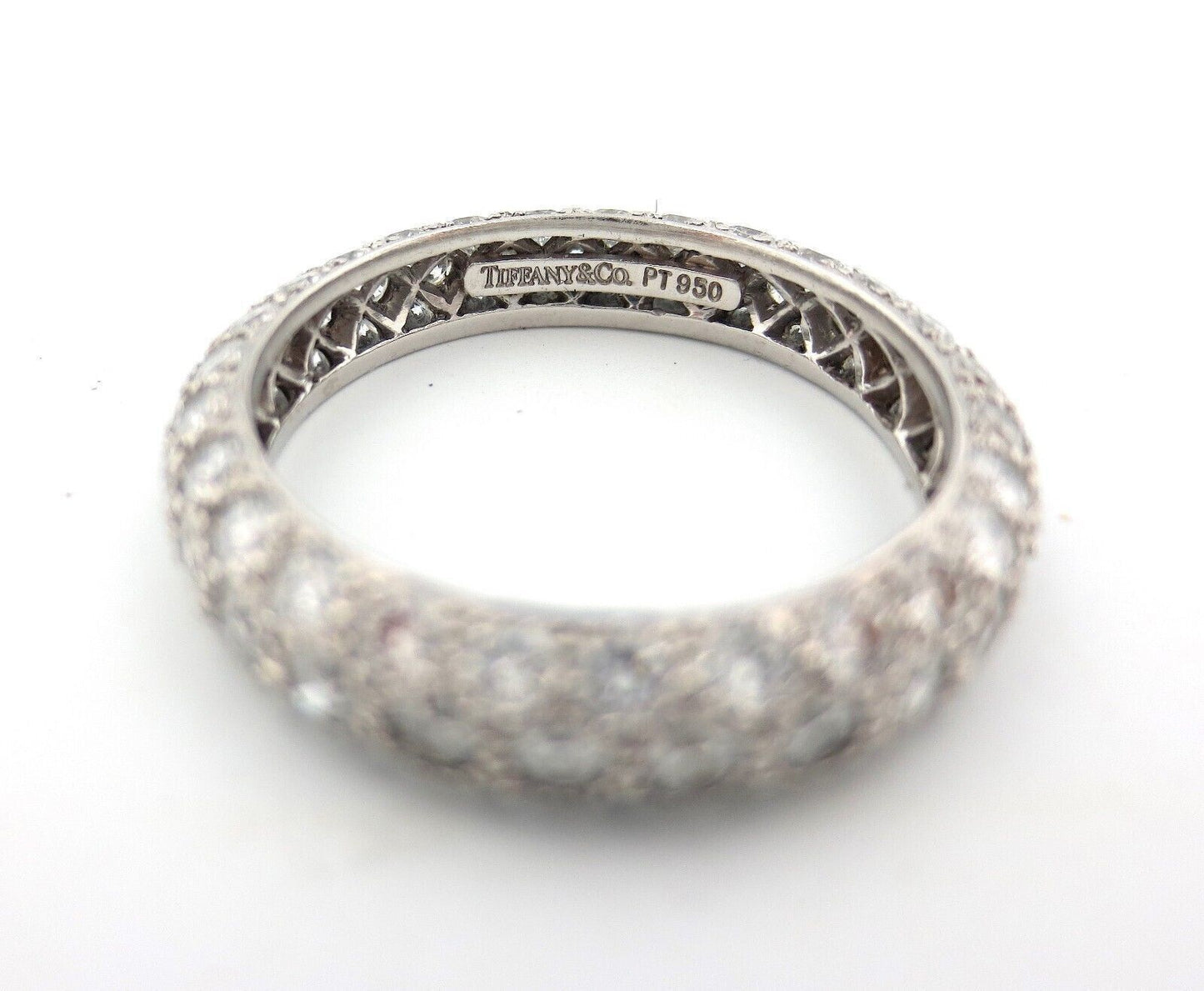 Tiffany & Co Platinum Three 3-Row Pave Diamond Etoile Band Ring PT950 Size 5.5