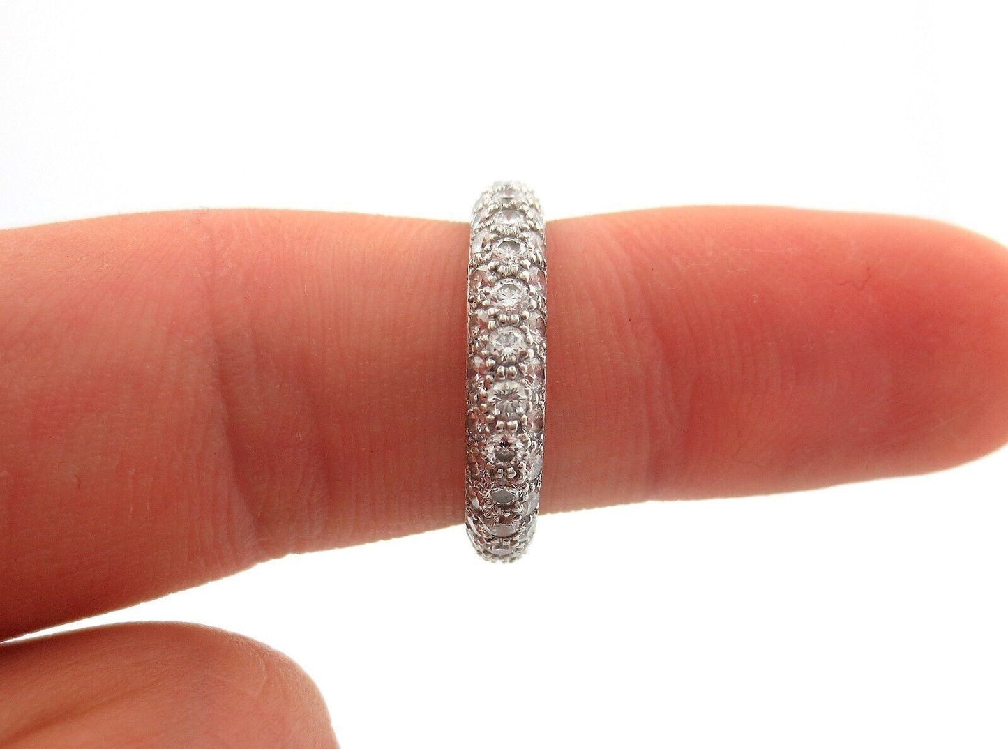 Tiffany & Co Platinum Three 3-Row Pave Diamond Etoile Band Ring PT950 Size 5.5