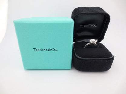 Tiffany & Co Platinum Round Diamond Ribbon Halo Engagement Ring D VS1 1.08Ct