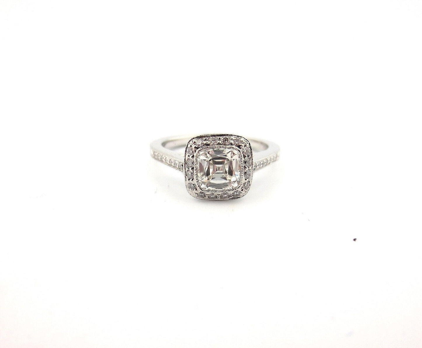 Tiffany & Co Platinum Legacy Cushion Diamond Halo Engagement Ring 1.07Ct I-VVS1