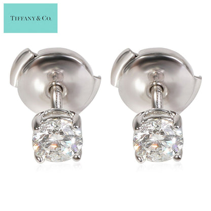 Tiffany & Co. Platinum 0.52ct G VS1 Diamond Stud Squeeze Back Earrings