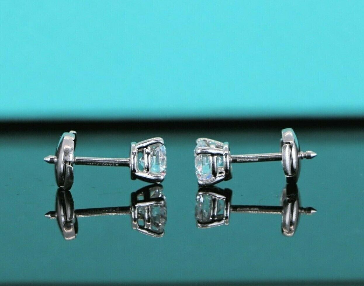 Tiffany & Co. Platinum 0.60ct I VS1 Diamond Stud Squeeze Back Earrings