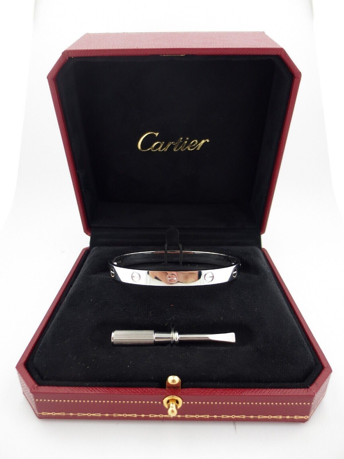 Authentic Cartier 18K White Gold Love Bracelet Bangle Size 18 NEW SCREW SYSTEM