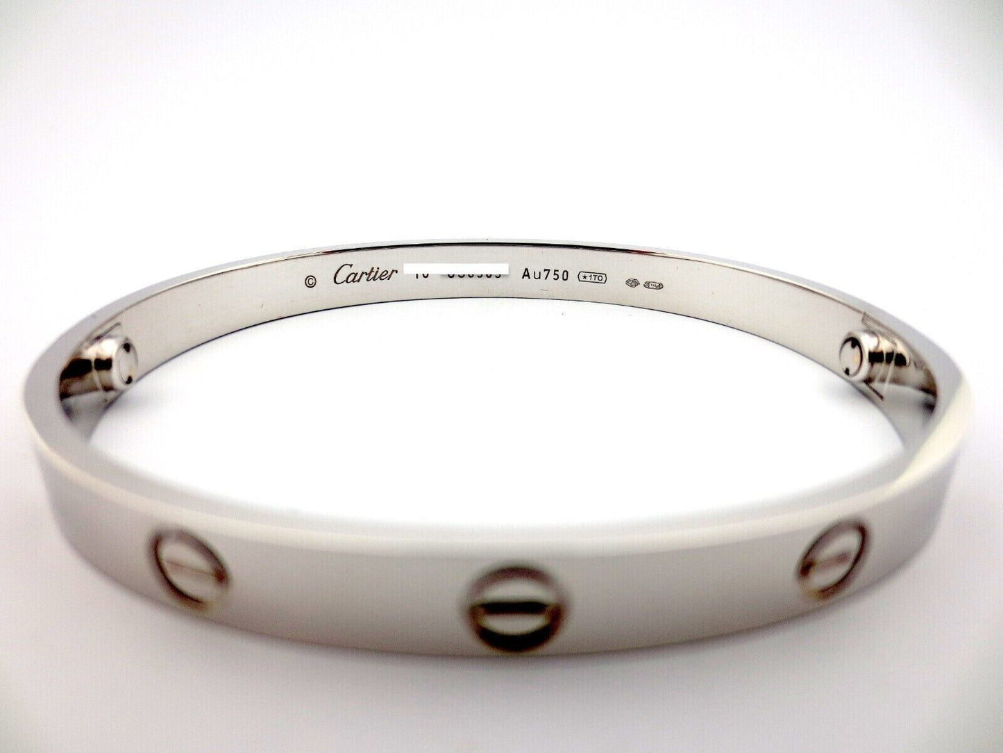 Authentic Cartier 18K White Gold Love Bracelet Bangle Size 18 NEW SCREW SYSTEM
