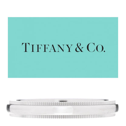 Tiffany & Co Platinum Classic Double Milgrain Wedding Engagement Band 3mm Size 5