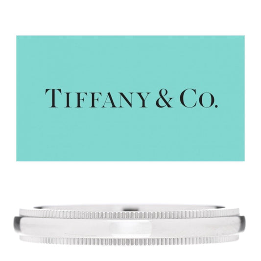 Tiffany & Co Platinum Classic Double Milgrain Wedding Engagement Band 3mm Size 5