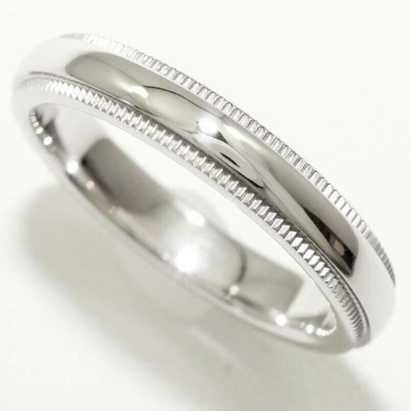 Tiffany & Co Platinum Classic Double Milgrain Wedding Engagement Band 3mm Size 5