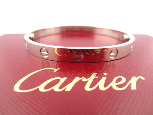 Authentic Cartier 18K White Gold Love Bracelet Bangle Size 19 NEW SCREW SYSTEM